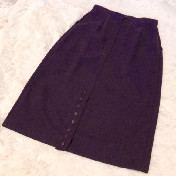 Dark Purple Vintage Wool Skirt - Picture 4 of 8